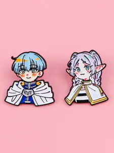 2pcs/set Classic Anime Movie Pins, Couple Badges, Personalized Fashion Accessories, Perfect Gift for Lovers, Cute Cartoon Design