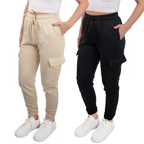 SPXTREME [2 Pack] Women's Cargo Jogger Sweatpants - Casual Lounge Ultimate Comfort Soft Feel, Elastic Tapered Leg, Breathable & Lightweight, Perfect for Running, Walking, Hiking, Gym, Workout, and More