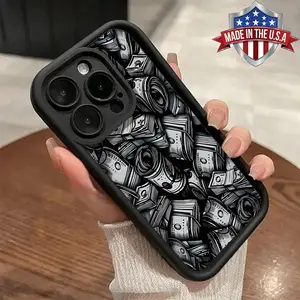 Cool Black Cash Money Stack Graphic Pattern Case for iPhone 17 16 15 14 Pro Max 13 12 11 XR XS Plus Air Slim Shockproof Anti Drop Protective TPU Cover