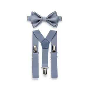 Dusty Blue Suspenders & Dusty Blue Bow Tie