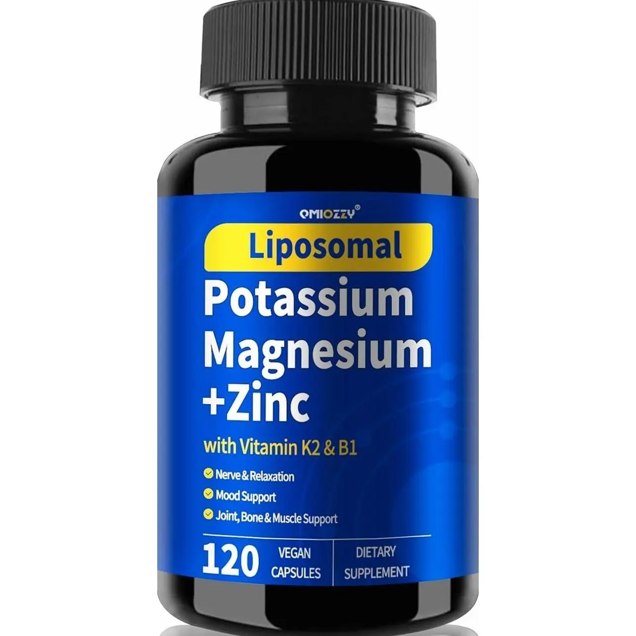 Potassium Magnesium Supplement, 1600mg Liposomal Magnesium Aspartate, Potassium Chloride, with Zinc, K2, Vitamin B1 for High Blood Pressure, Support Vascular, Bone & Leg Cramps, 120 Veg Capsules