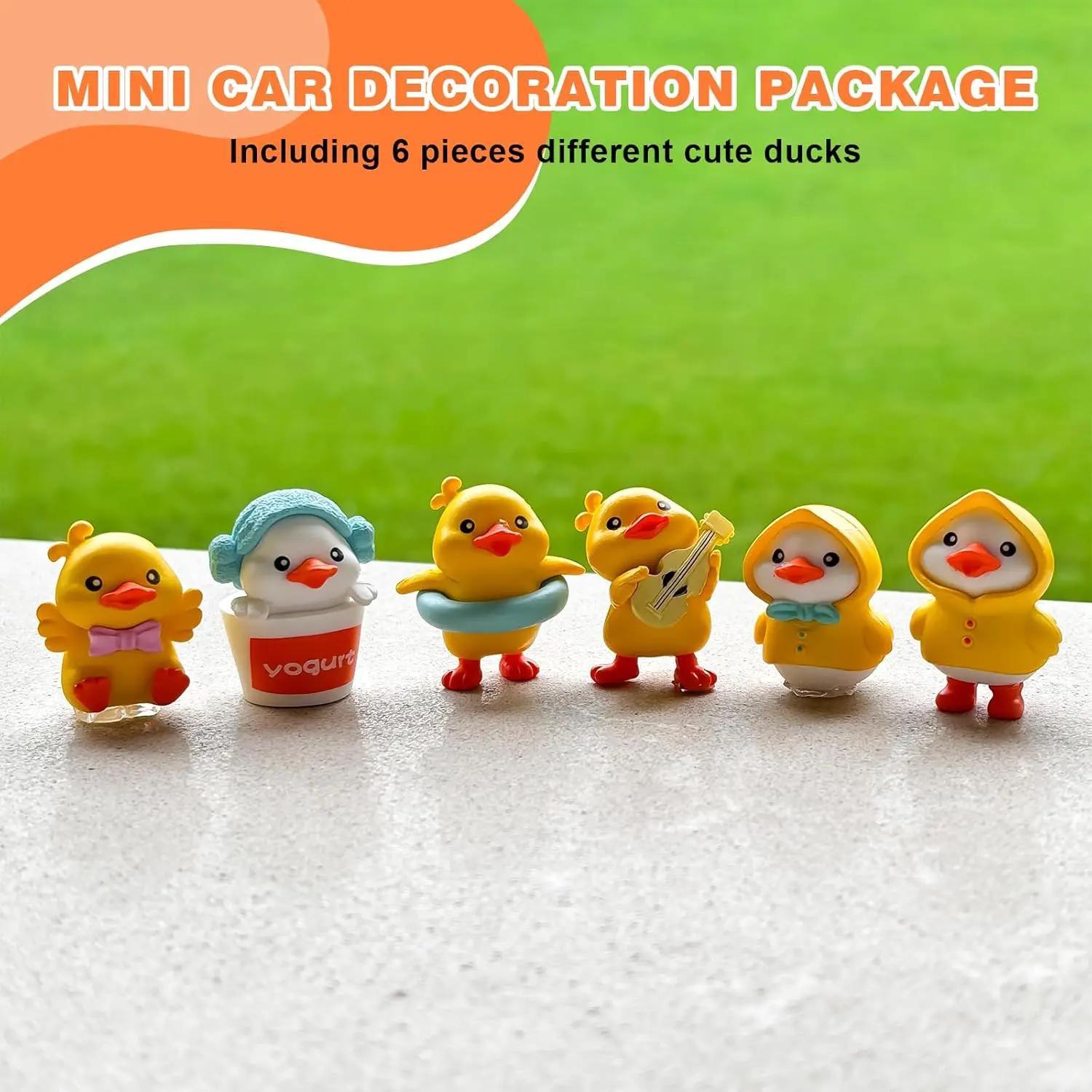 2026 Yellow Duck Car Dashboard Decor, 6PCS Cute Duck Car Dash Decorations, Rear View Mirror Ornament, Cute Cartoon Style Desk Companions Interior Accessories for Home Office