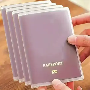 4-Pack Frosted Transparent Plastic Passport Cover, PVC Waterproof Passport Protector Sleeve, Passport Case for Travel Business Trip and Home Use