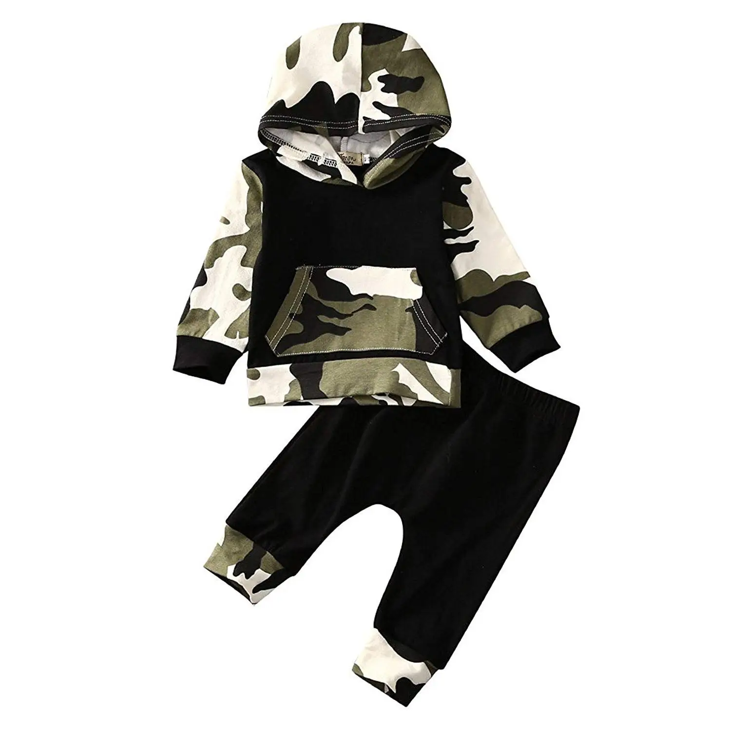 Baby Boys Autumn Clothes Set 3M-3T Long Sleeve Camouflage Hooded Tops + Elastic Long Pants Kids 2Pcs Spring Outfits Casual Fall