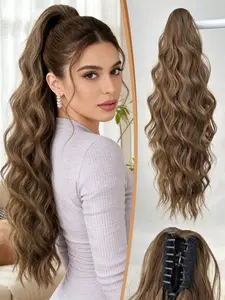 24 Inch Claw Ponytail Hair Extension, Natural Loose Wave Synthetic Hairpiece, Daily Party Universal Hair Extension, Braided False Hair