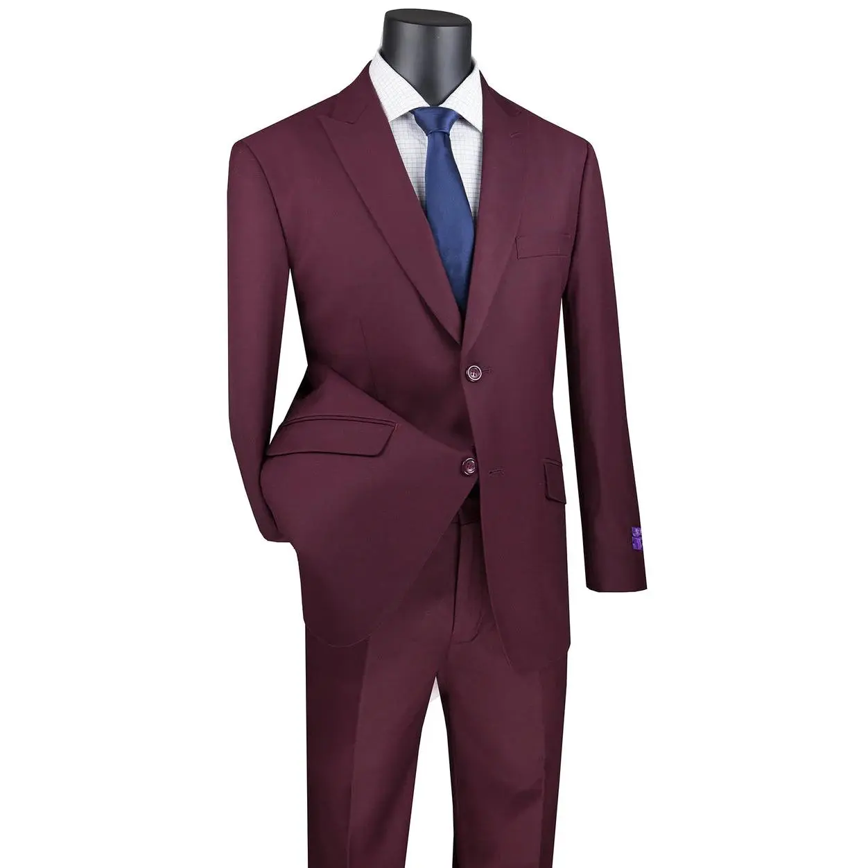 Men’s 2-Piece Solid Single-Breasted Modern Fit Suit - Maroon