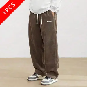 Men’s vintage corduroy casual pants, loose straight cut, new for spring/autumn