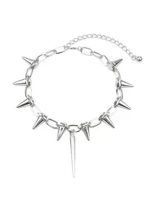 Statement Punk Studded Necklace Tassel Fringe Choker Women Gothic Rivet Chain Material Accessories Y2K Aesthetic Bold Vintage