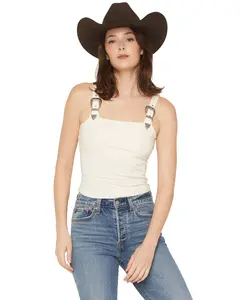Rock & Roll Denim Women's And Women'S Buckle Tank - Bw20t08084-Crm