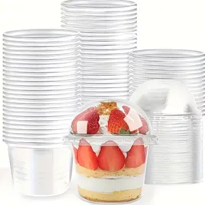 10/25/50pc 5oz(150ml) dome Souffle cup, multi-purpose fruit salad cup, snack bowl, ice cream yogurt pudding party cup, reusable, suitable for Christmas, Halloween, weddings, restaurants, home bakers and bakeries