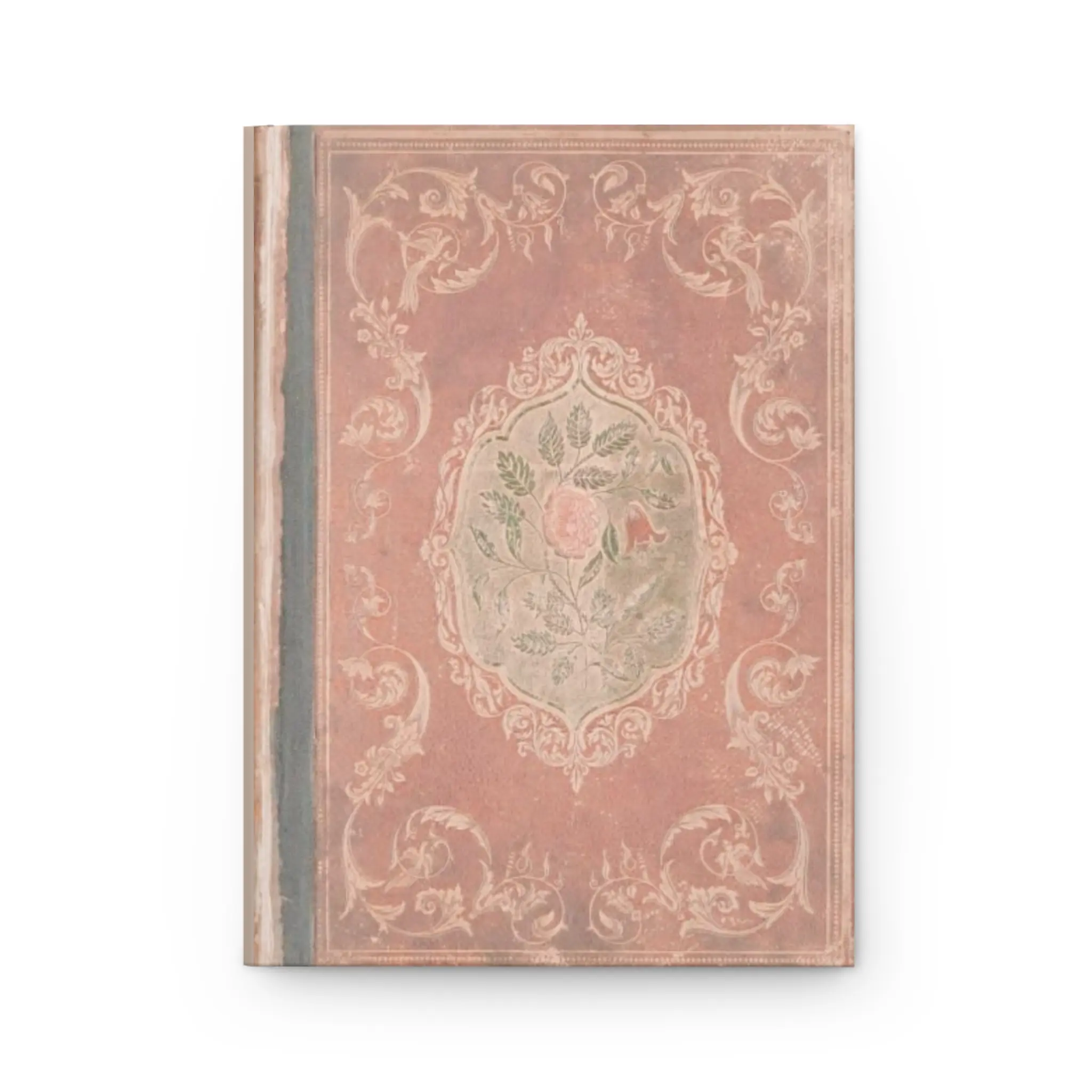 Rose Composition Notebook - Floral Hand Painted Journal with Full Wrap Art, 150 Lined Pages, Dark Academia Vintage Ornate Stationery for Readers & Journaling