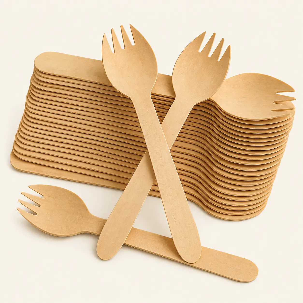Wooden Sporks – Disposable Fork & Spoon Utensils