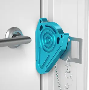 Metal Portable Door Lock for Travel Hotel Room Safety - Hotel Door Locks for Travelers , Extra Door Lock from Inside, Apartment Room  Latches &  Travel Essentials,Blue