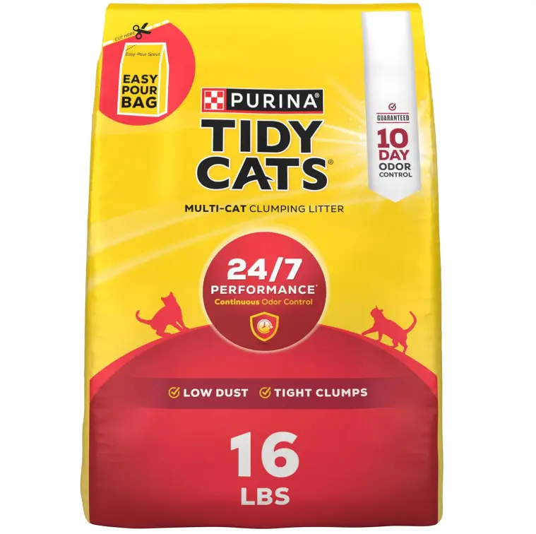 Purina Tidy Cats 24/7 Performance Clumping Cat Litter, 16 lb Bag | Clean Linen scent with 24/7 slow-release deodorizer in a smaller, easy-pour size