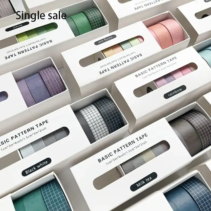 Colored Washi Tape Set, 8pcs/set Random Color DIY Decorative Masking Tape, Office Stationery & Supplies