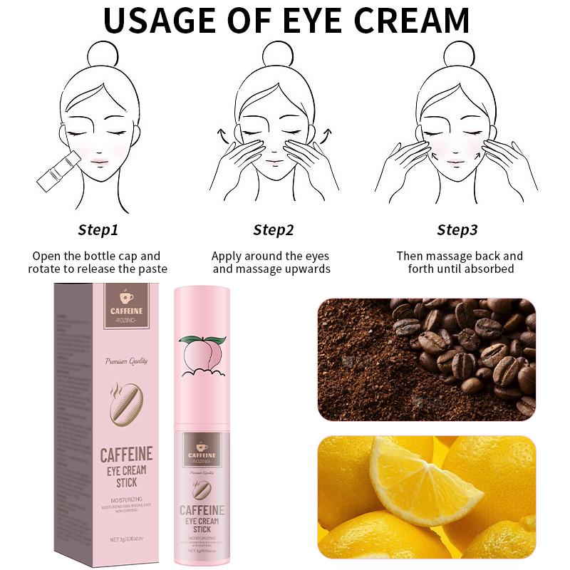 [4 sticks in 1]ROZINO Caffeine Eye Cream Stick - Moisturizing Hydration for All Skin Types, Compact & Convenient Eye Area Care