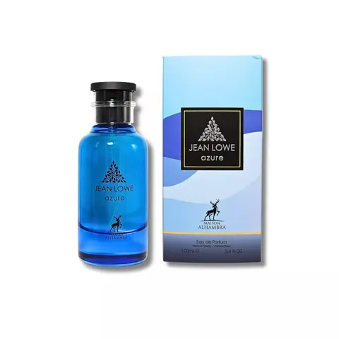 Jean Lowe Azure EDP Perfume by Maison Alhambra Lattafa - Unisex Adults' 3.4 Fl Oz Niche Alcohol-Base Single Bottle EDP Fragrances with Crisp Citrus, Elegant Airy Florals, Light Musk, Woody Undertones, Scented EDP Fragrance