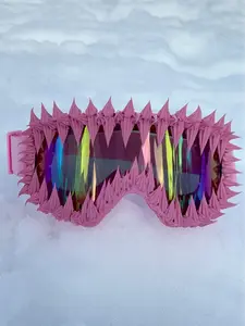 Punk Style Large Frame Cat Ear Ski Goggles, Adjustable Elastic Strap, Windproof Snowboard Mask, Outdoor Sports Eyewear, Skiing Wear