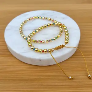 Colorful gold bead bracelet