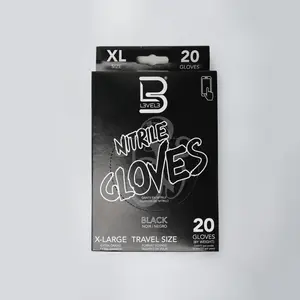 L3VEL3 Professional Nitrile Gloves Travel Size 20 Count Black Durable Compact Pack for Barbers Stylists Artists