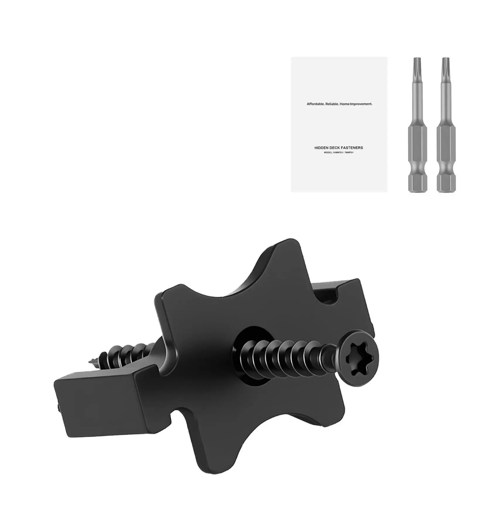 Composite Deck Fasteners 1000PCS - Hidden Deck Clips for Composite Decking, T Clips with Screws, Polypropylene PP Clips for 0.26" Gaps, Black T Clips/1000 Pcs