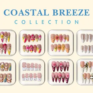 NailPhoria COASTAL BREEZE COLLECTION - SUMMER Handmade Press-On Nails | Reusable, Salon-Quality, Long-Lasting, Glossy Design