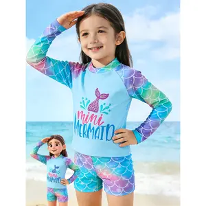 [Colorful Fish Scale] Colorful Fish Scale Girls' Top Set| Fashionable Beach Long Sleeve Spring/Summer