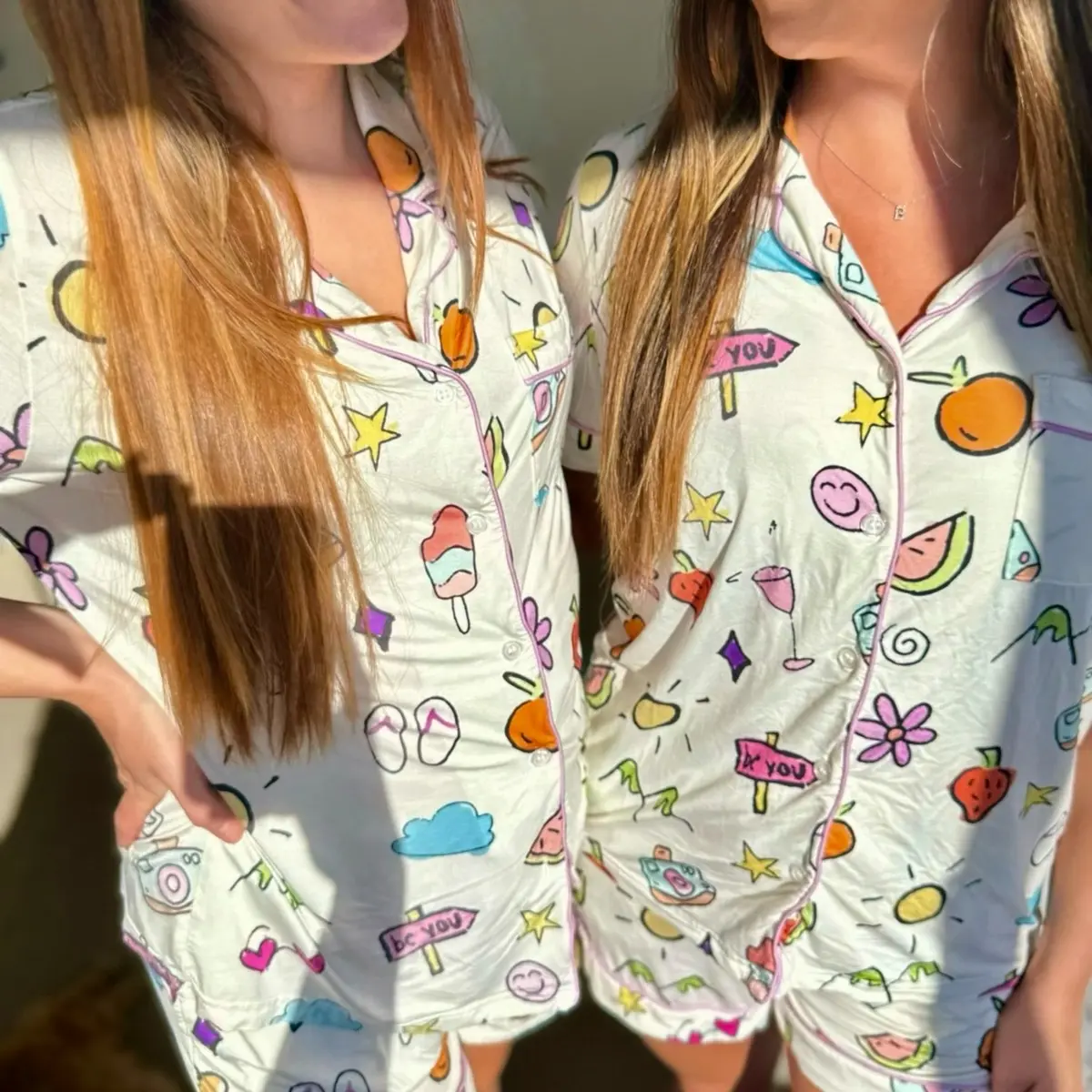 Women’s Matching Pajama Sets, Short-Sleeve Bamboo PJ Loungewear Set, Softest Bridemaids Sleepwear, Cute Short PJs, Best Friend Gift for Her