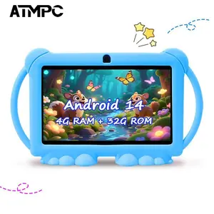 7 Inch Kids Tablet PC, Quad Core Android 14.0, 2gb RAM 32GB ROM, Dual Camera 2mp+2mp, Wi-Fi 6, Bluetooth-compatible, Shockproof Case, Parental Control