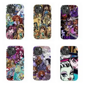 Eye Catching Monster High Cartoon Anime Style Character Fan Gift Art Trendy Tough Phone Case. Edgy Spooky Aesthetic Heavy Duty Shockproof Protective Smartphone Cover for iPhone 17 Pro Max 16 Air 15 14 13 12 11.