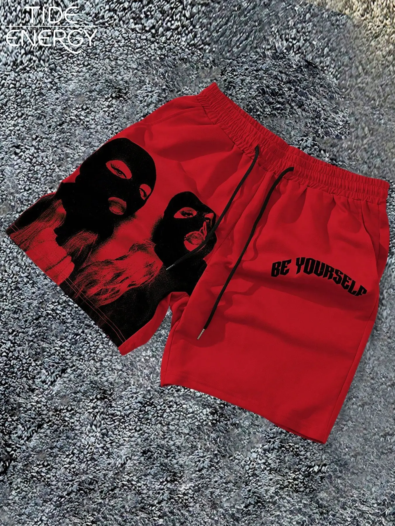 Men's Dark Punk Vintage Urban Style Gym Shorts, Casual Sports Shorts, Graphic Shorts, Masked Figure Print, Elastic Waist, Casual Streetwear, Trendy Athletic Bottoms, Fit Shorts