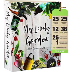Garden Journal, 3 Ring Full Page 8.5x11" Binder. Seed Packet Organizer Kit,  Planner & Almanac & Notebook for Gardeners and Farmers