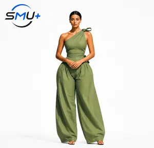 Sleeveless shoulder cinched jumpsuit