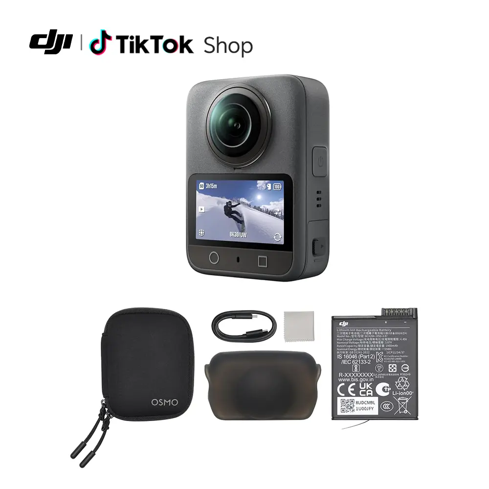 DJI Osmo 360 Camera, Waterproof 360° Action Camera with 1-Inch 360° Imaging, Native 8K 360° Video, 105GB Built-in Storage, 120MP 360° Photo, 100-Min 8K Recording, 360 Action Camera