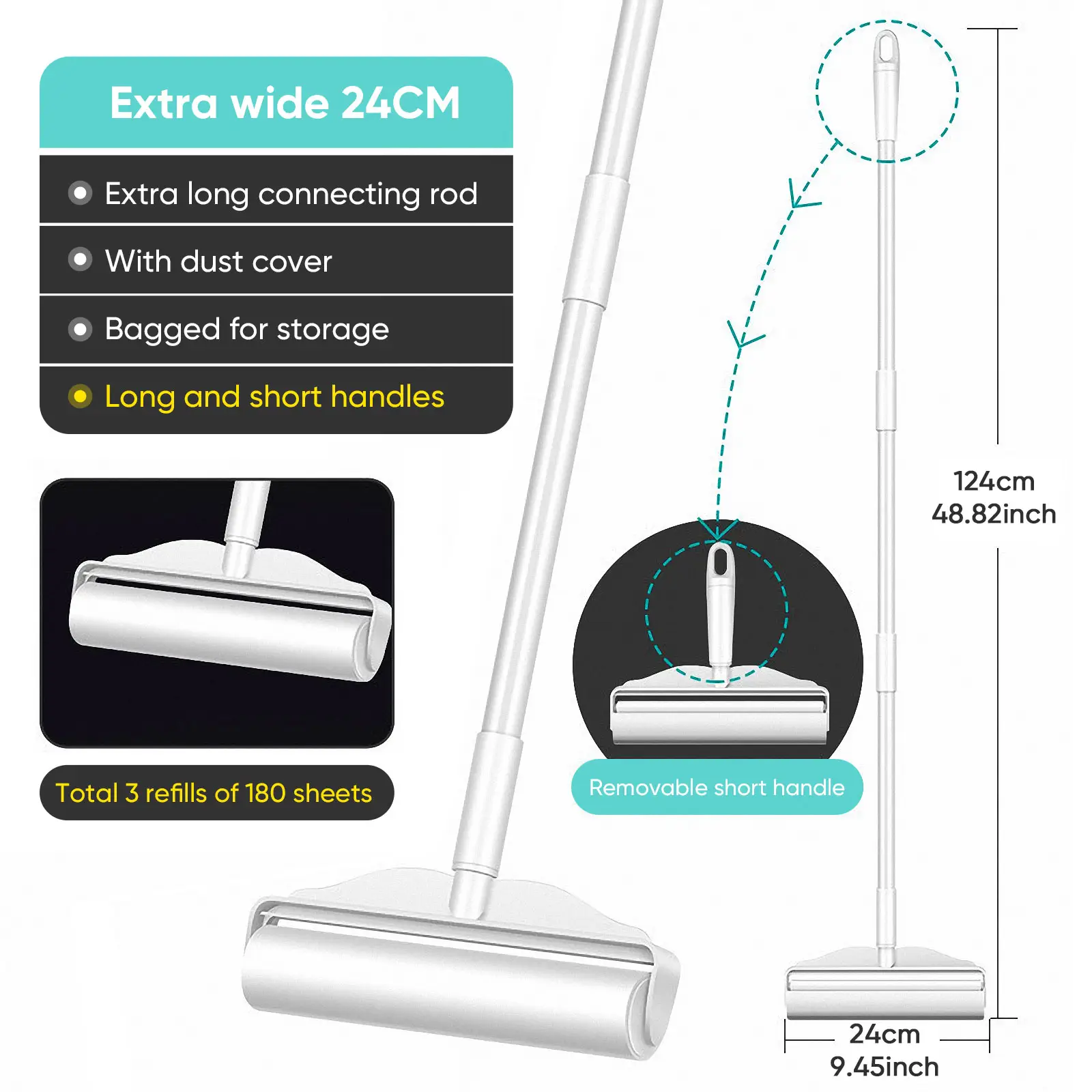 Super Sticky Large Lint Rollers for Floor Carpets,  Cat & Dog Pet Hair Remover w...