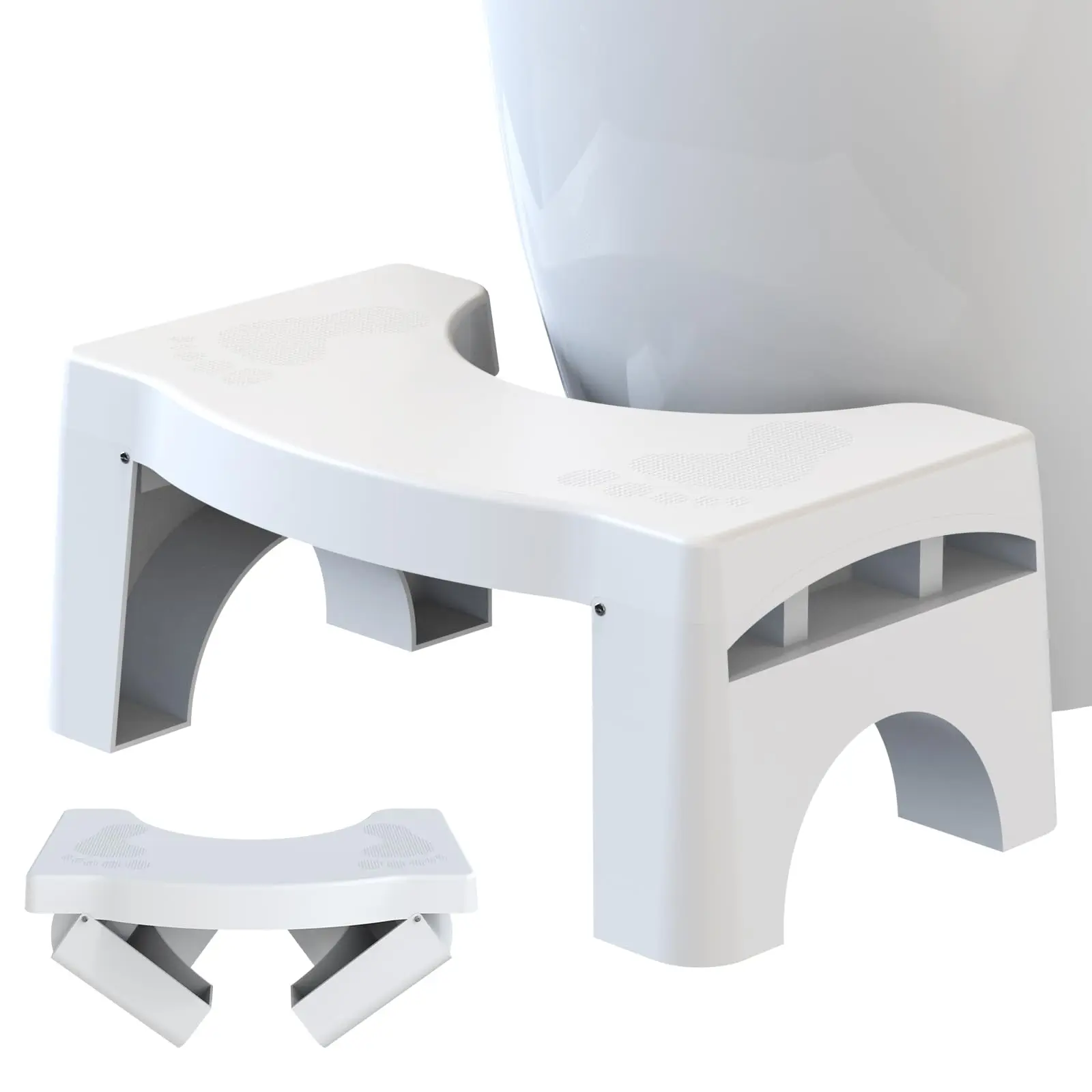 Foldable Toilet Stool, 7" Heavy Duty Portable Potty for Bathroom, Non-Proof Pooping Stool Toilet Assistance Step Stool for Squatting