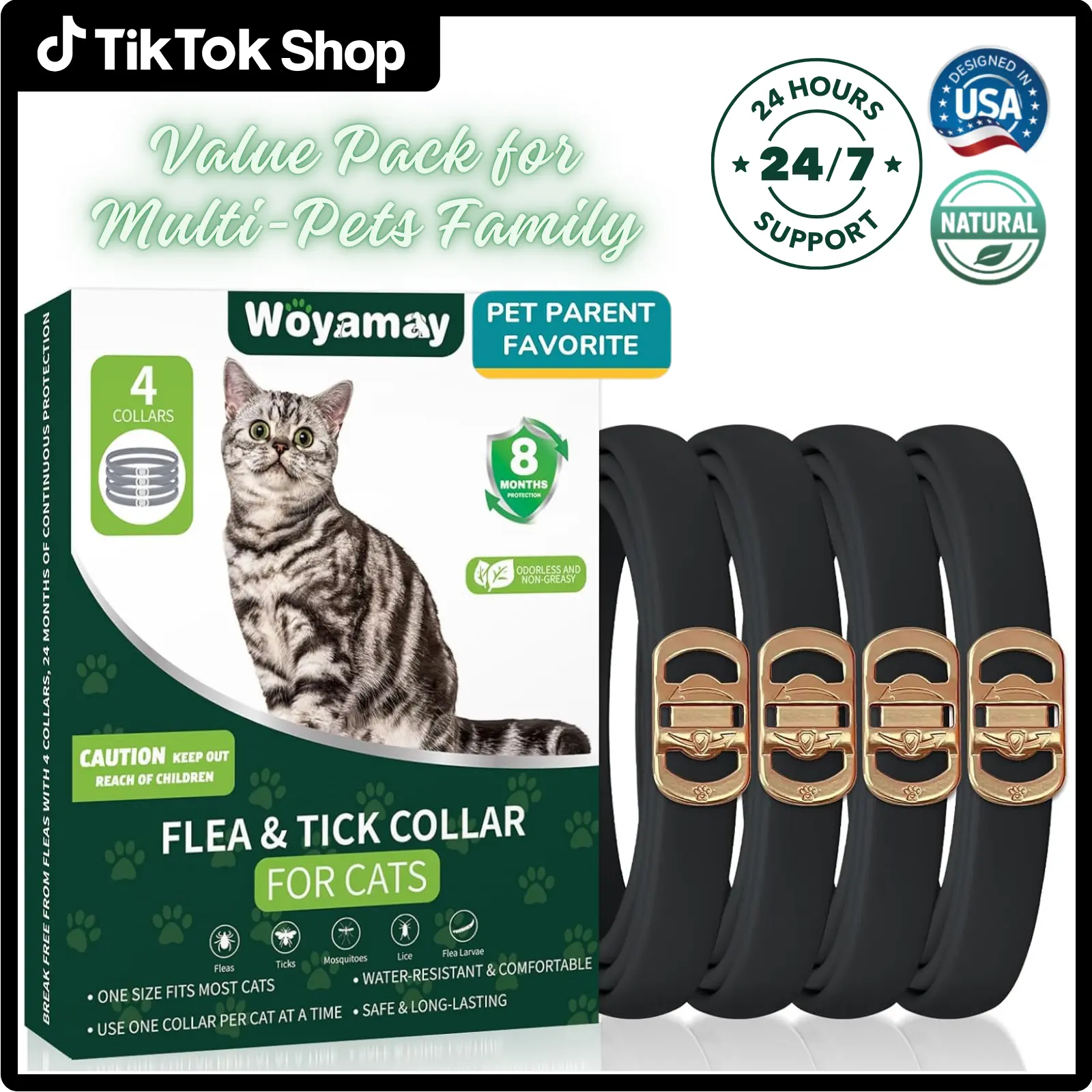 Black Cat Collar Golden Buckle
