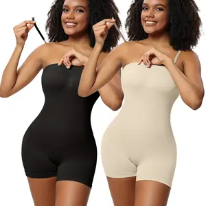 Strapless Shapewear Bodysuit for Women Tummy Control Bodysuit   Shortie with Removable Strap Womenswear Fabric Comfortable Basic Tank Tops Under Dresses