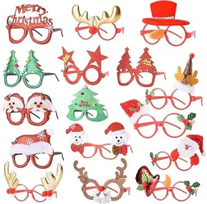 16 PCS Christmas Holiday Glasses, Cute Christmas Glasses Frames,Fun Christmas Party Favors Festive Decorations & Trinkets