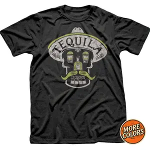 Tequila Skull T-Shirt, Mexican Bar Theme Graphic Tee, Funny Drink Lover Shirt, Unisex Casual Cotton Top, Menswear, Womenswear, Party Outfit, Gift for Tequila Enthusiasts