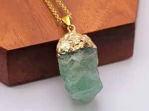 lluminate Your Style with Raw Crystal Fluorite Necklace