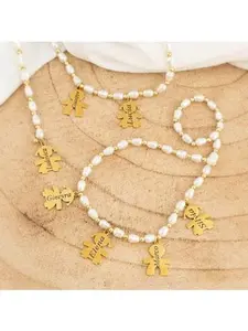 AS626 Personalized Custom Name Doll Pendant Pearl Stainless Steel Necklace Holiday Gift Female