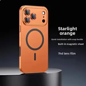 Magnetic Full Coverage Phone Case with Lens Ring Protection, Spring Buckle Matte PC Back Case Compatible with iPhone 17/16 Pro Max/15/14/13