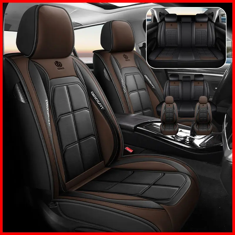 Waterproof Leather Car Seat Covers Car Seat Covers 5-Seats Full Set Waterproof Leather Universal for Sedan SUV Truck