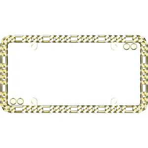 Designer Chain License Plate Frame, Gold (with fastener caps)