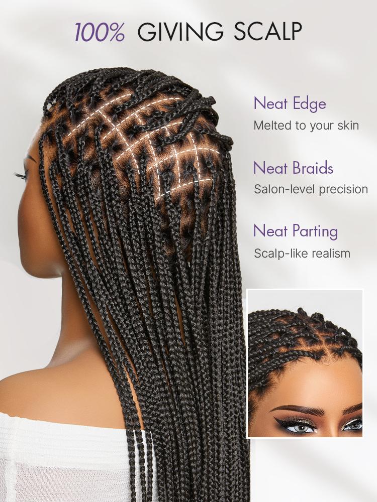 [New Arrival]OwnScalp Salon Braids Super Natural Scalp Full HD Lace Knotless Box Braided Wig Flexi-Fit Invisi Drawstring Cap Miracle Knots Limited Time Offer TikTok Exclusive #luvmenewarrivals