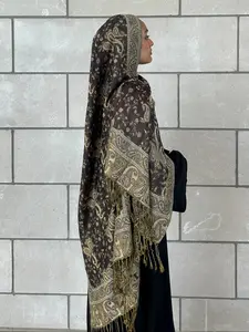 Women's Fashion Boho Woven Scarf, Keffiyeh Thick Warm Jacquard Scarf Shawl for Fall & Winter, Stylish Fitted Neckwear for Ladies Headscarf, Tignon Scarf