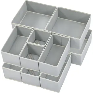 12 Pack Drawer Organizers for Clothing, Dresser Drawer Organizer Clothes, Fabric Foldable Closet Organizers, Gray