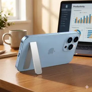 Universal Adjustable Aluminum Phone Stand for Desk - Foldable & Portable Holder for Smartphones/Tablets, Vertical & Horizontal Rotation, Mini Lightweight, Durable Anti-Scratch Grip, 3 Colors Available