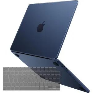 for MacBook Air 15 inch Case M4 2025 2024 2023 M3 M2 [ Match Official Color] [Ultra Thin Armor] Hard Shell + Translucent Keyboard Cover Laptop - Midnight Clear